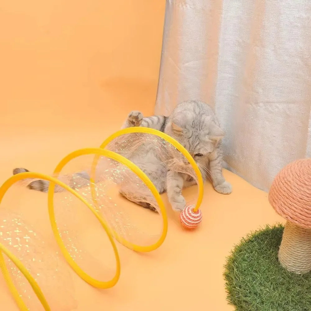 Collapsible S-Shaped Cat Tunnel