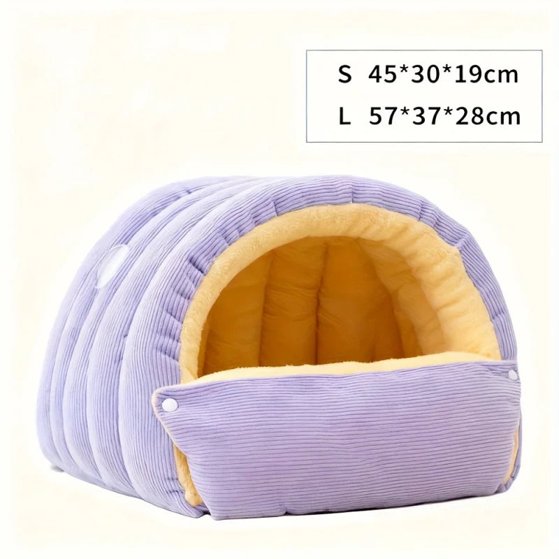 Warm Fleece Enclosed Cat Cave Bed