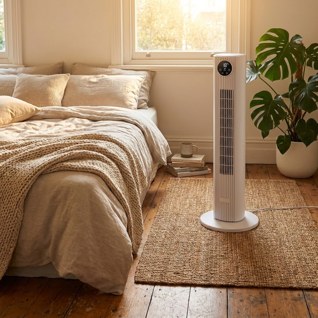 Portable AC unit in bedroom