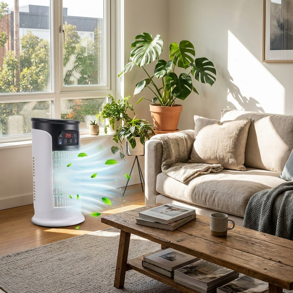 Portable air conditioner in living room