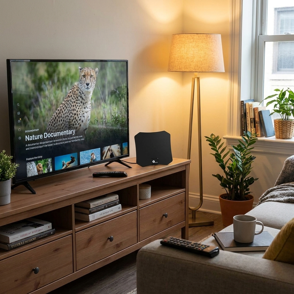 Indoor HDTV antenna in living room