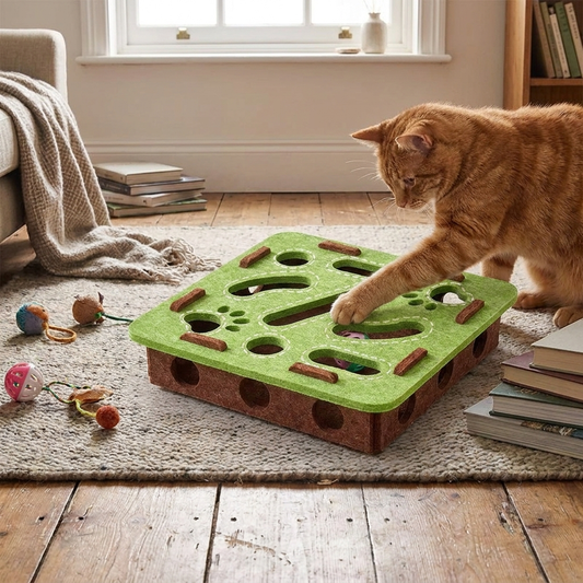 Felt cat puzzle toy box with cat