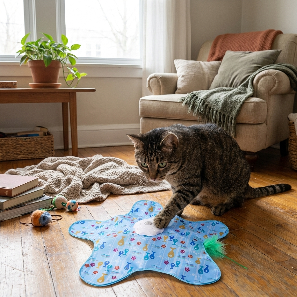 Hide and seek interactive cat toy with cat
