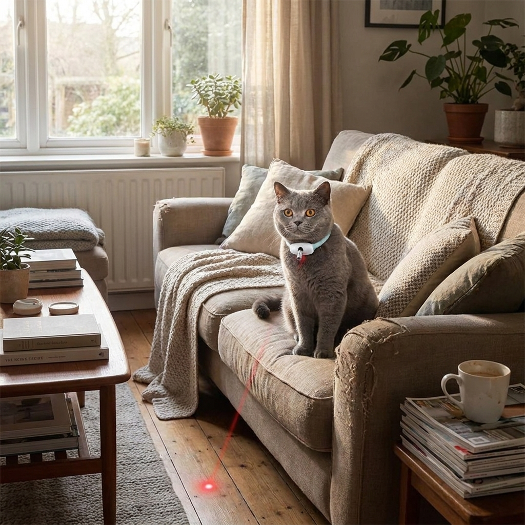 Interactive laser cat collar on cat